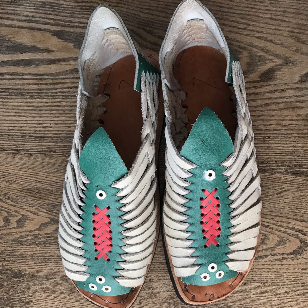 Multicolor sandals crafted by hand in Mexico.